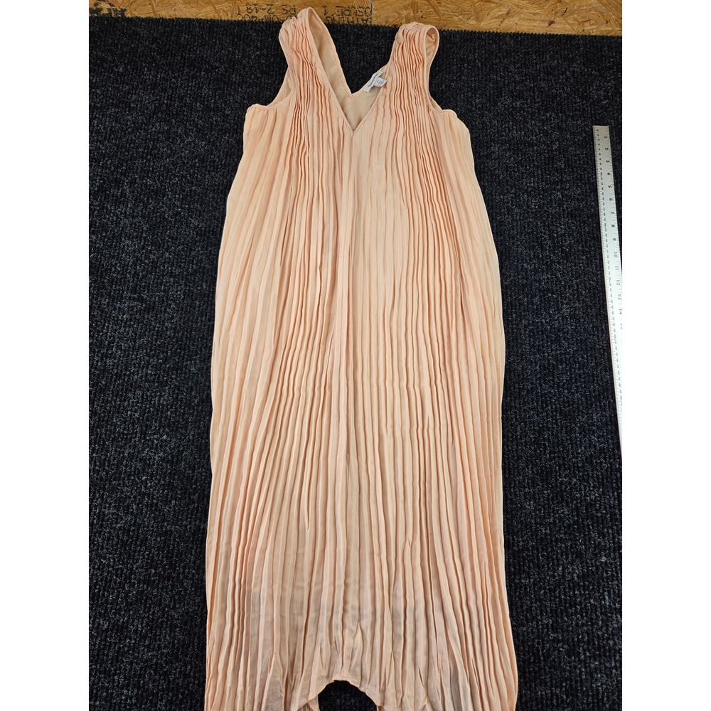 Nordstrom Beige Bisque Accordion Pleated Handkerchief Hem Midi Dress XS NEW